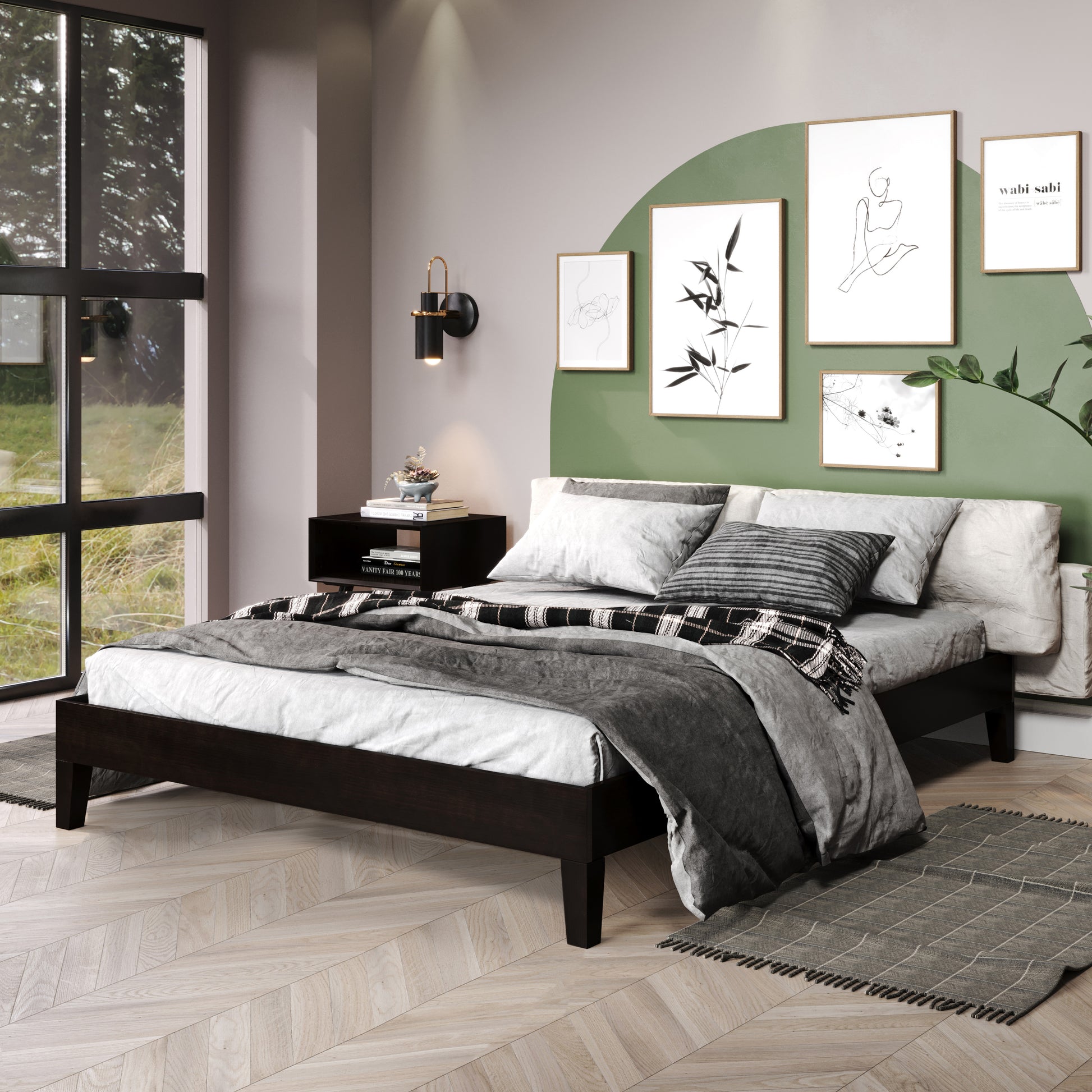 Nix Queen Platform Bed Black Queen Black Wood