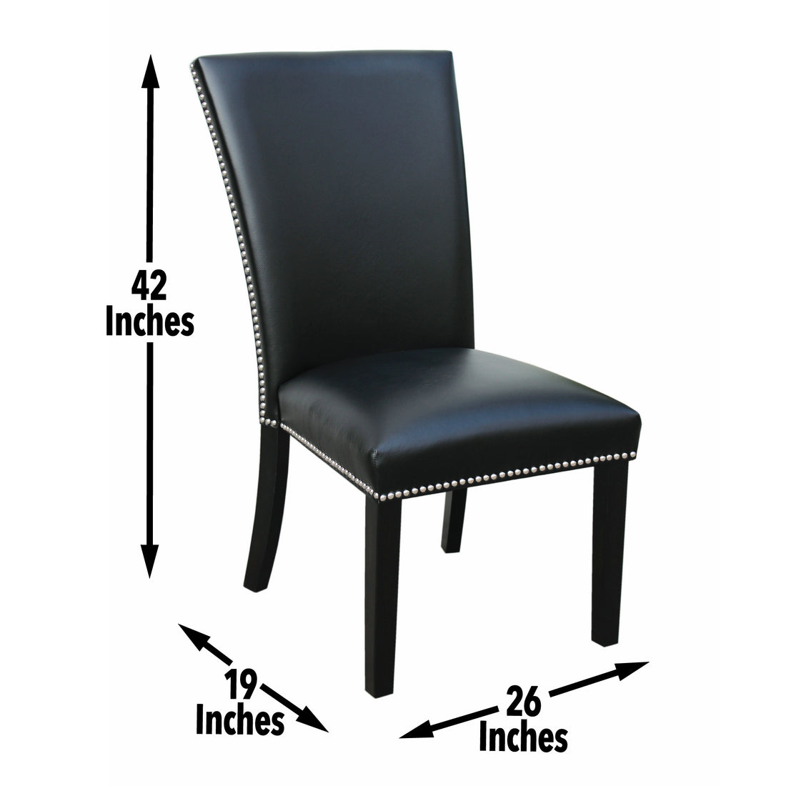 Camila Dining Chair Set Of 2 Black Black Faux Leather