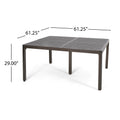 Outdoor Modern Aluminum Dining Table With Woven Accents, Gloss Black Red Aluminium