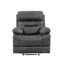 Rudger Manual Recliner Chair Gray Dark Gray Wood