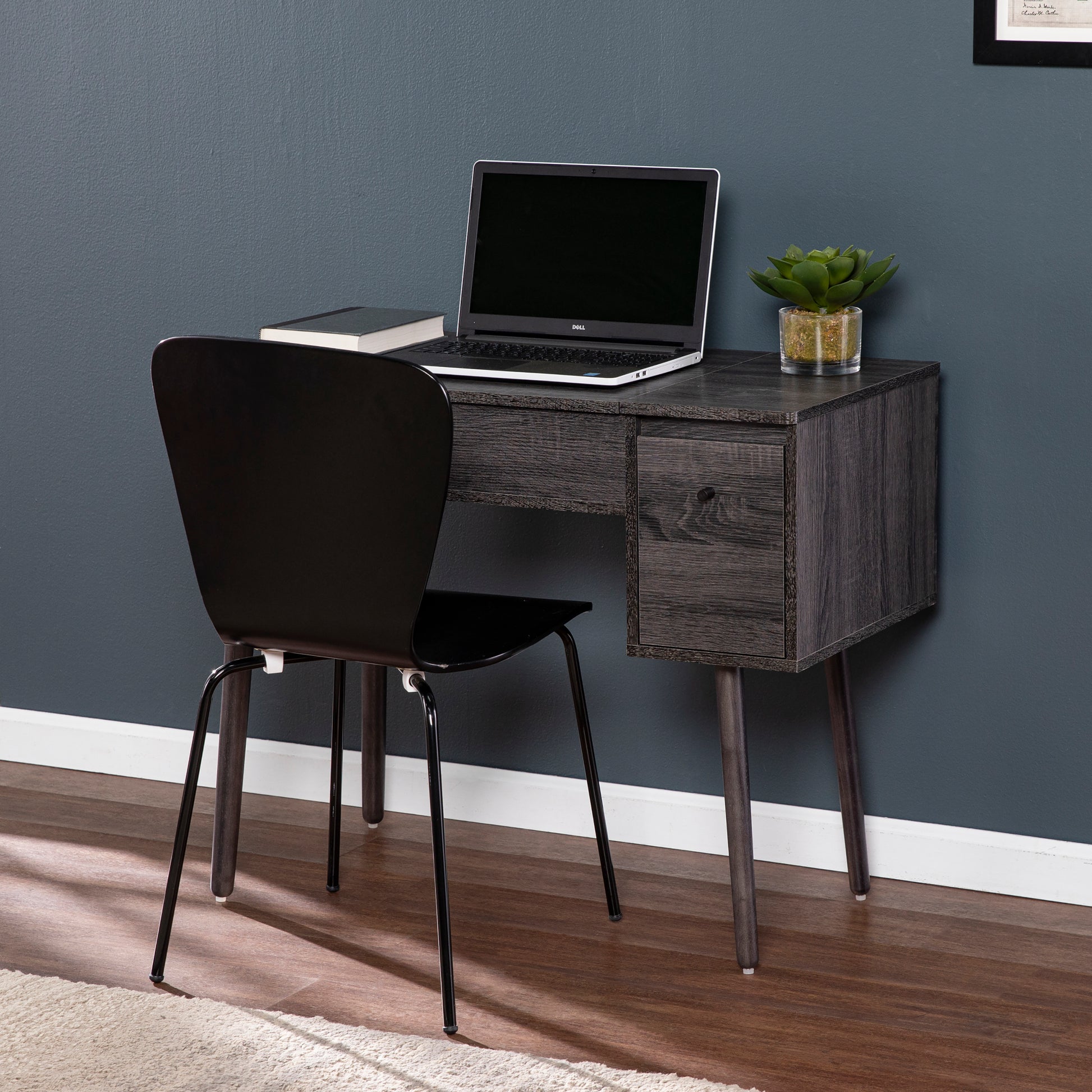 Harzen Storage Vanity W Mirror Black Mdf