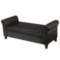 Hayes Armed Storage Bench Brown Pu