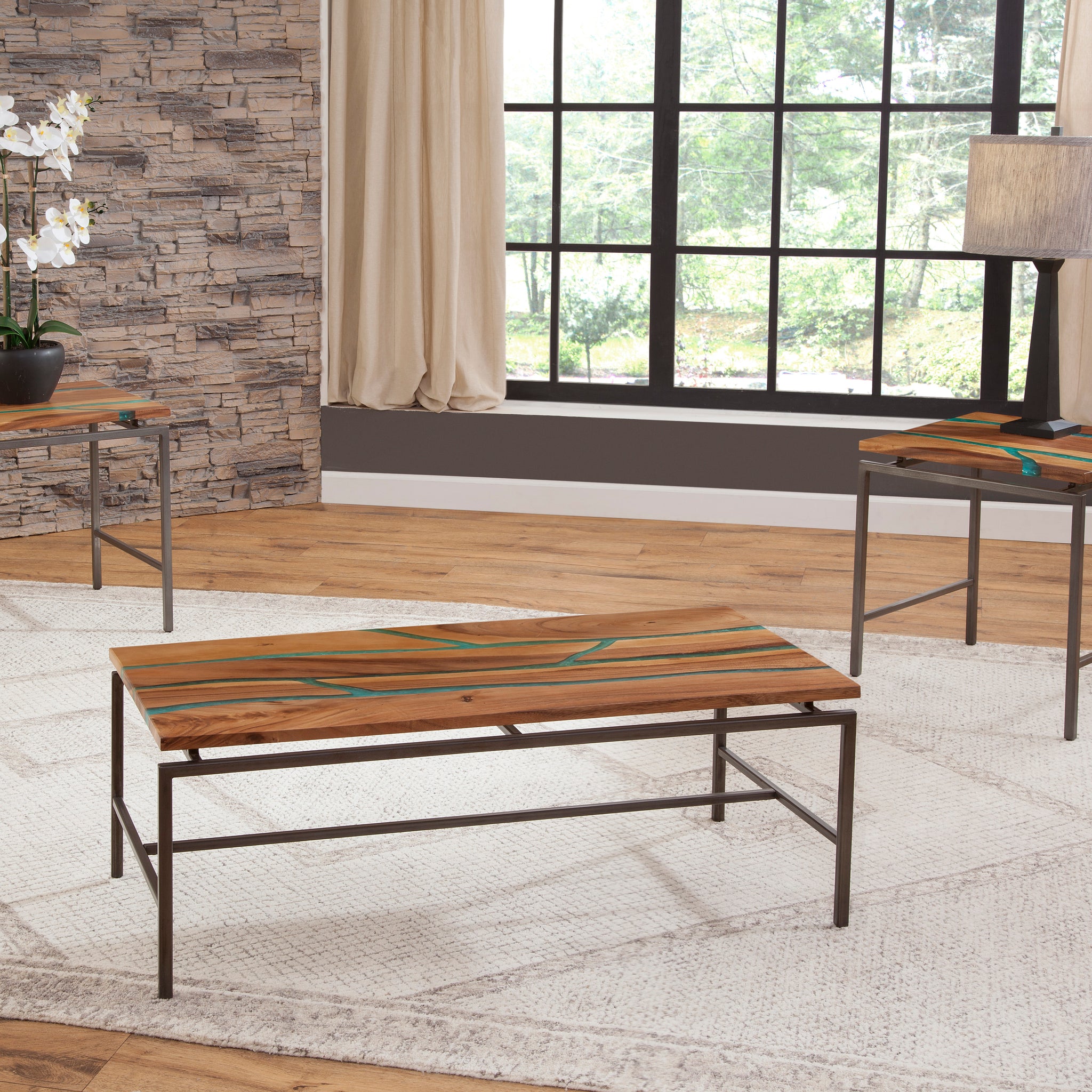 Tamra 3 Piece Occasional Table Set Brown Brown Iron