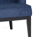 Accent Chair Navy Blue Wood Fabric
