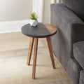 Caspian Round Accent End Table Brown Brown Wood