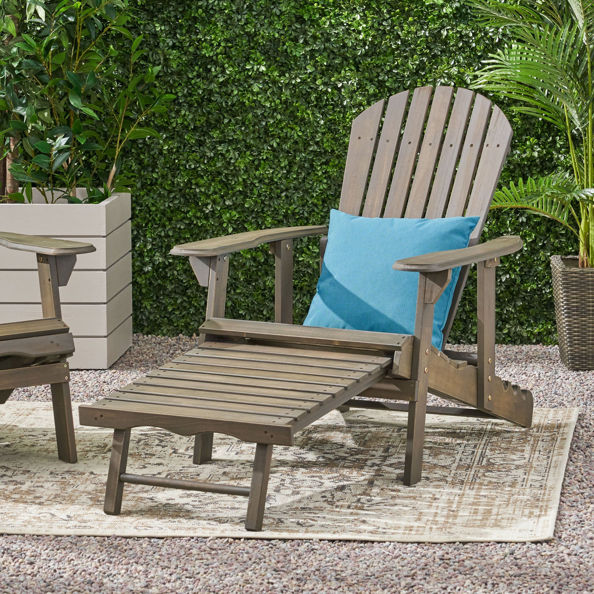 Malibu Reclining Adirondack Chair Grey Acacia Wood