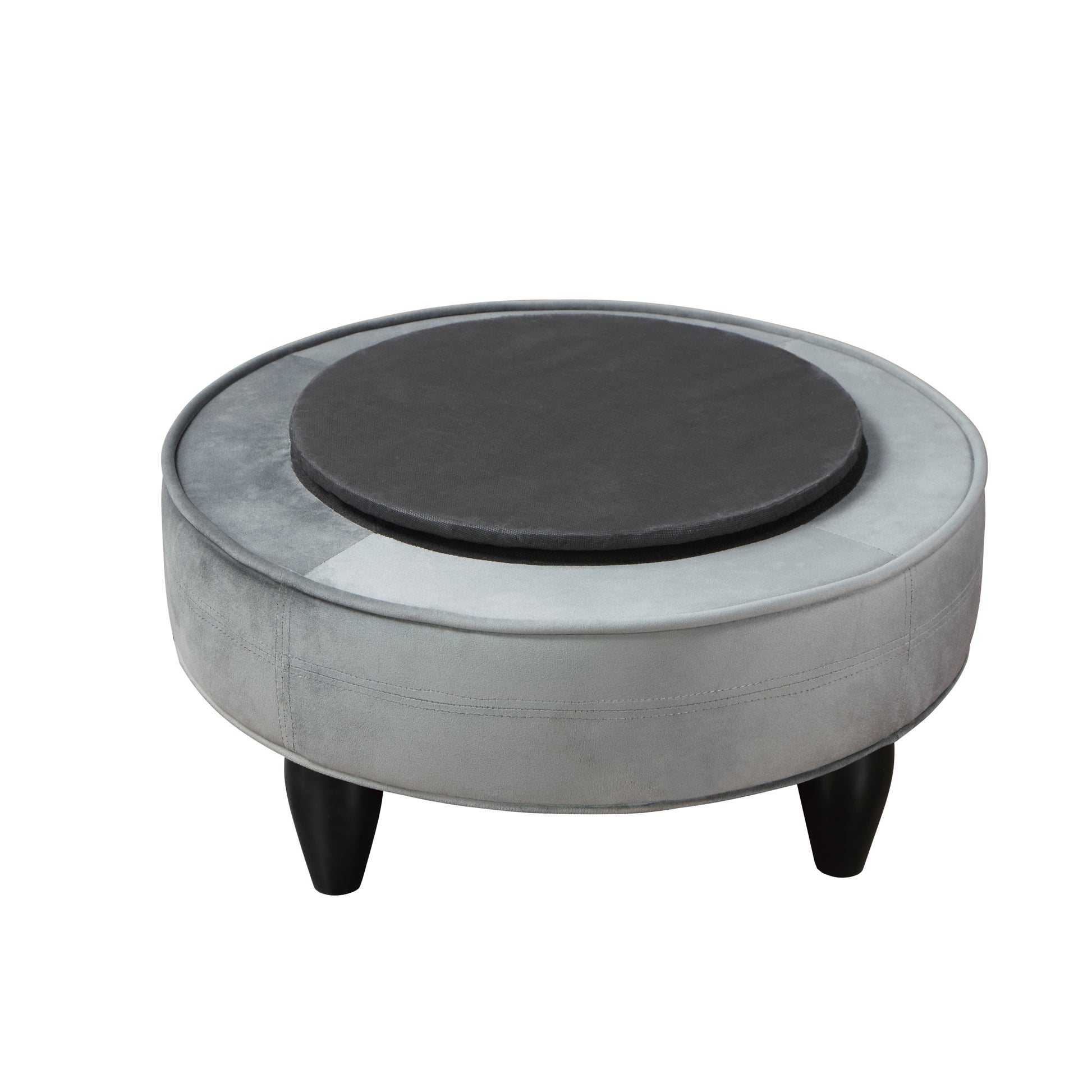 Sophia Swivel Chair Gray Velvet Gray Wood