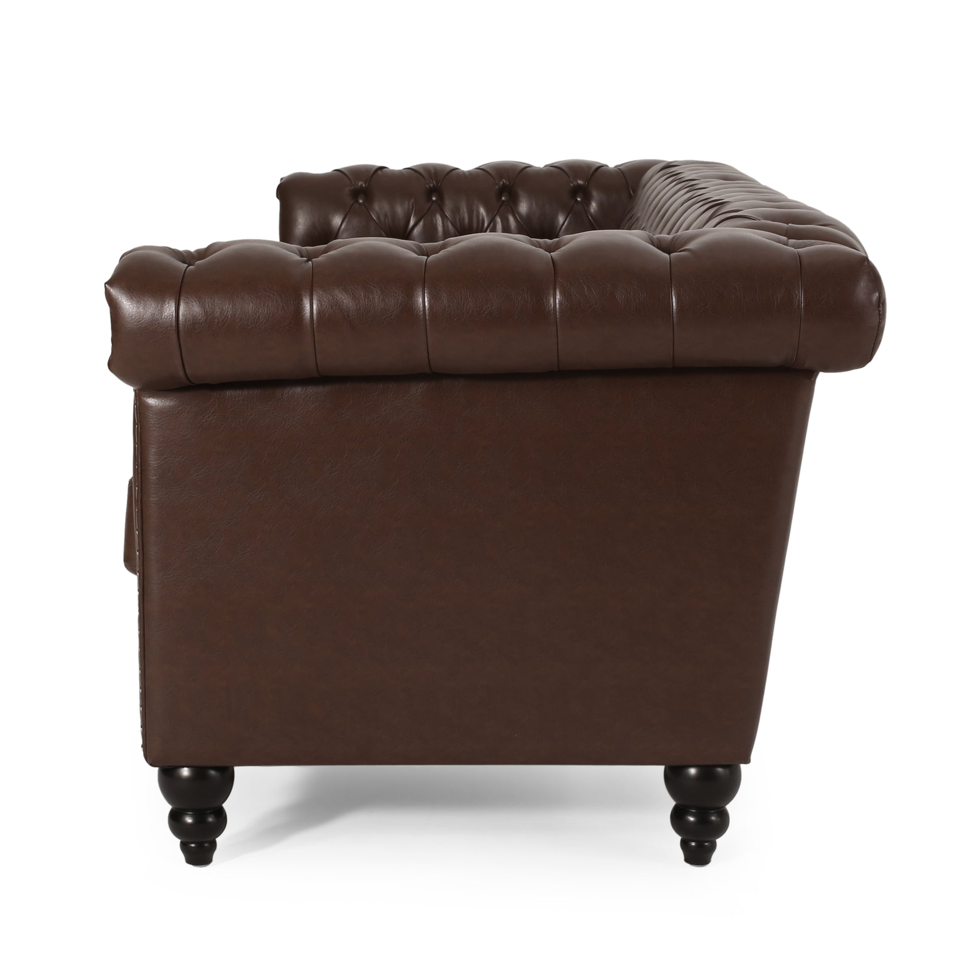 Sofa 3 Seater Dark Brown Pu 3 Seat