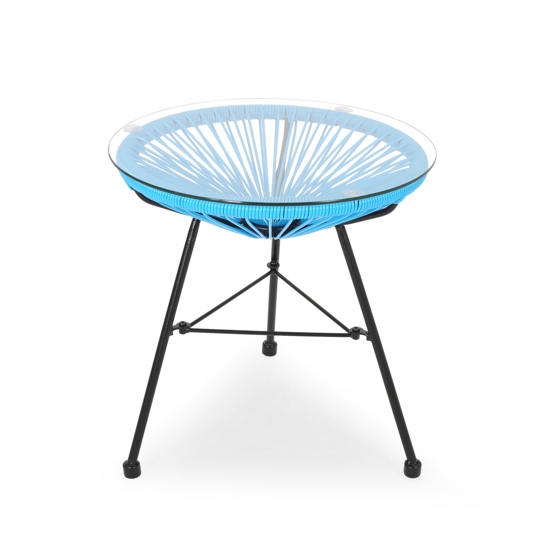Nusa Side Table Blue Tempered Glass