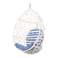 Marlin Hanging Egg Chair Basket White Blue Pe Rattan Iron Waterproof Fabric