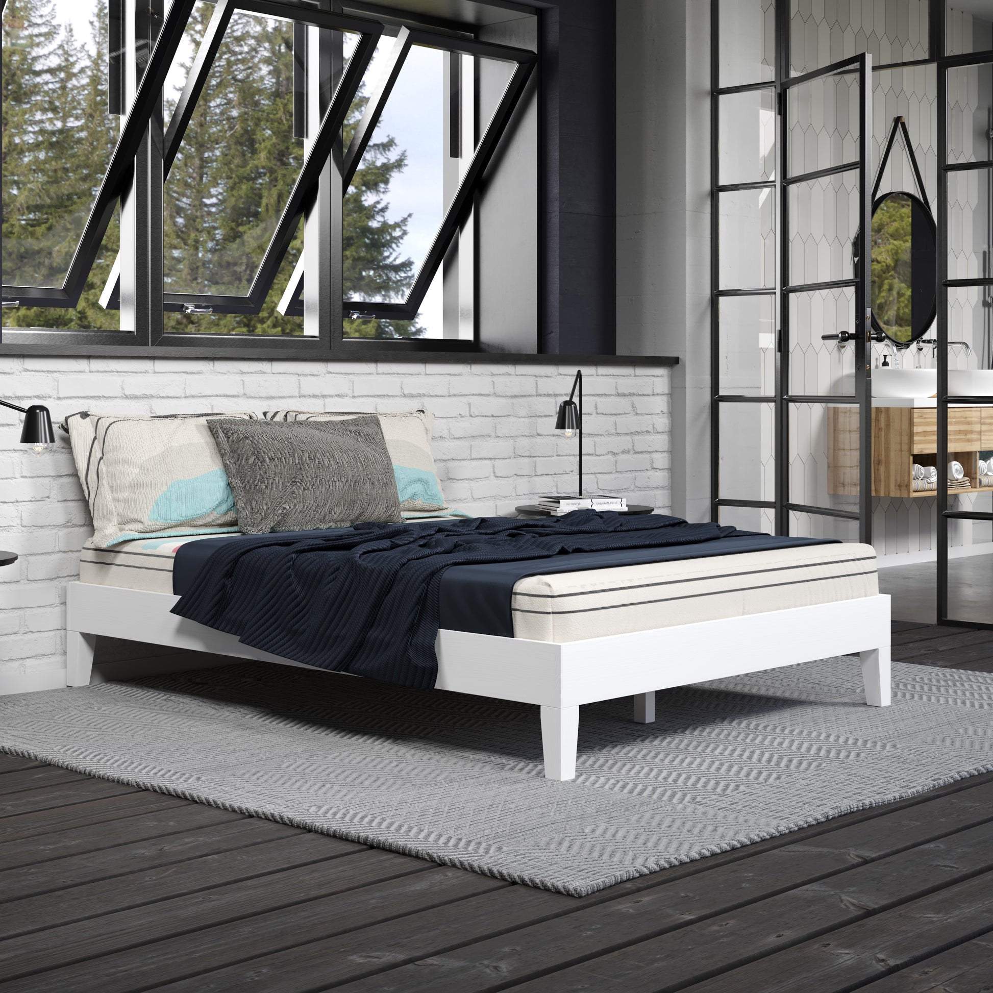 Nix Full Platform Bed White Full White Wood