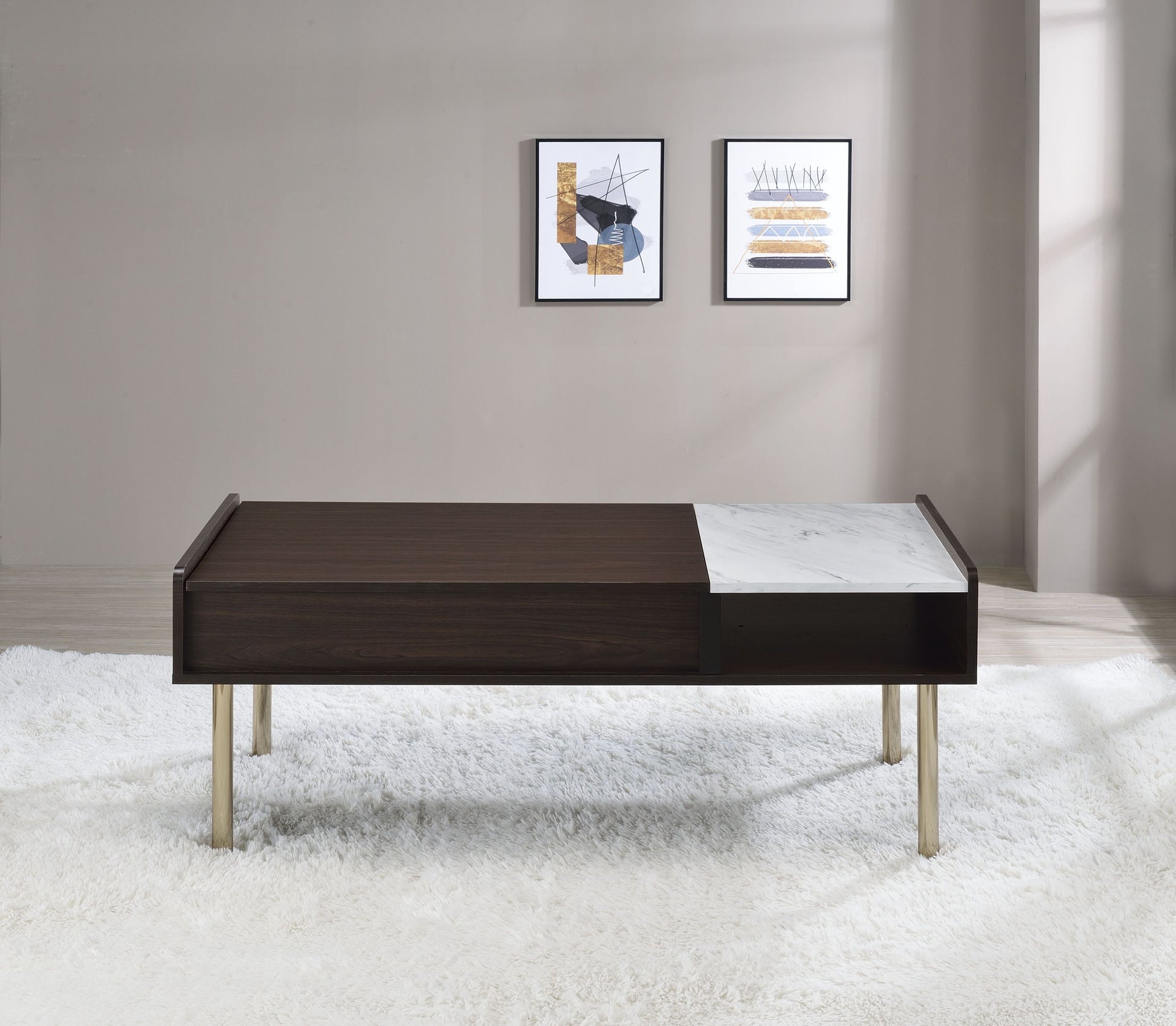 Carrie Lift Top Coffee Table Brown Brown Wood