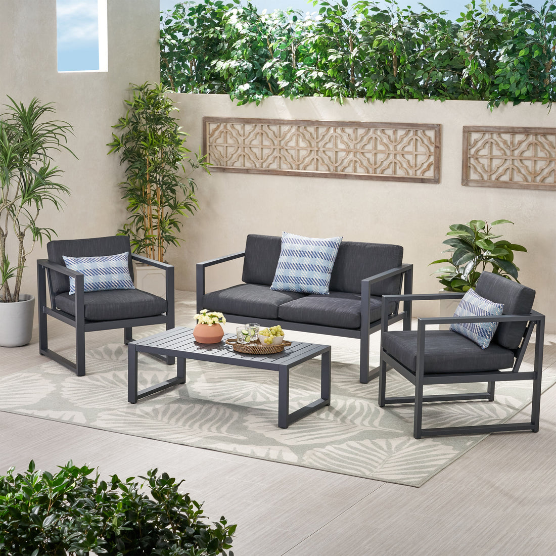Navan 4 Pc Chat Set Dark Gray Aluminium