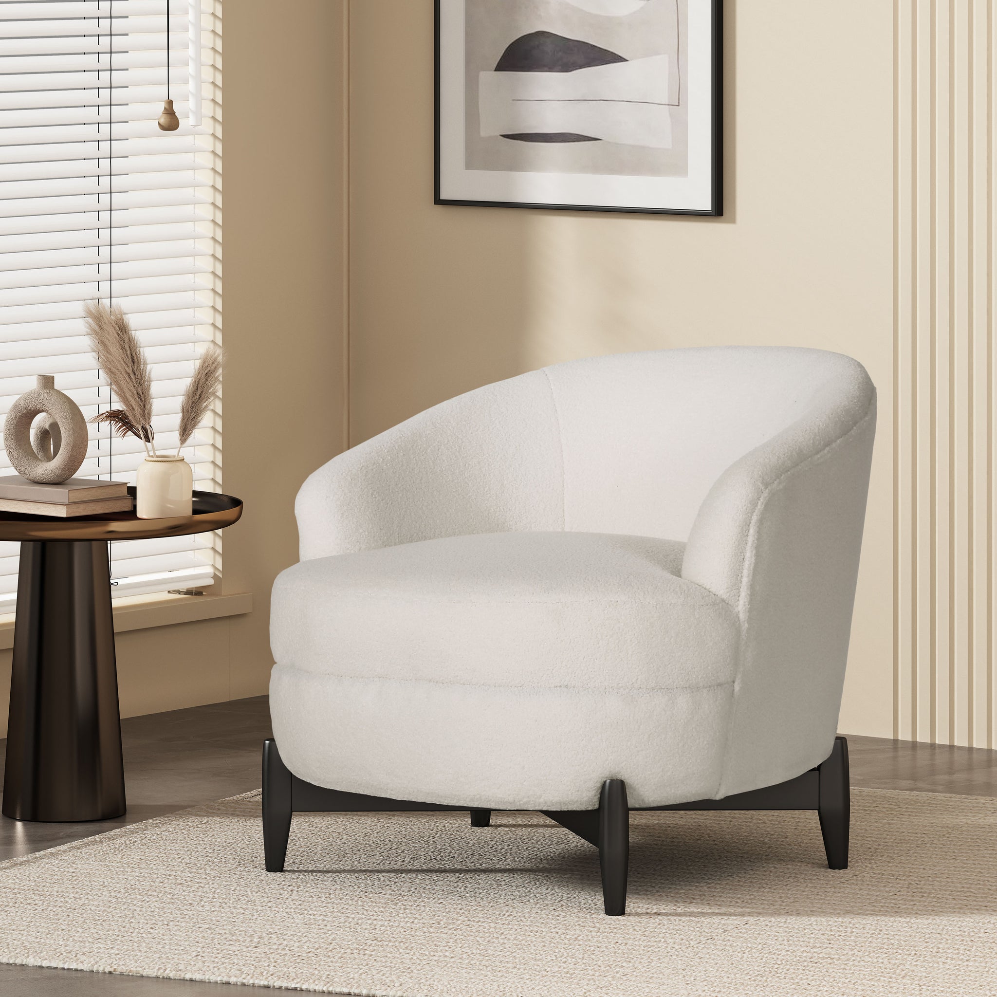 Club Chair White Fabric