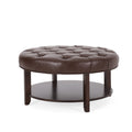 Round Ottoman Dark Brown Pu