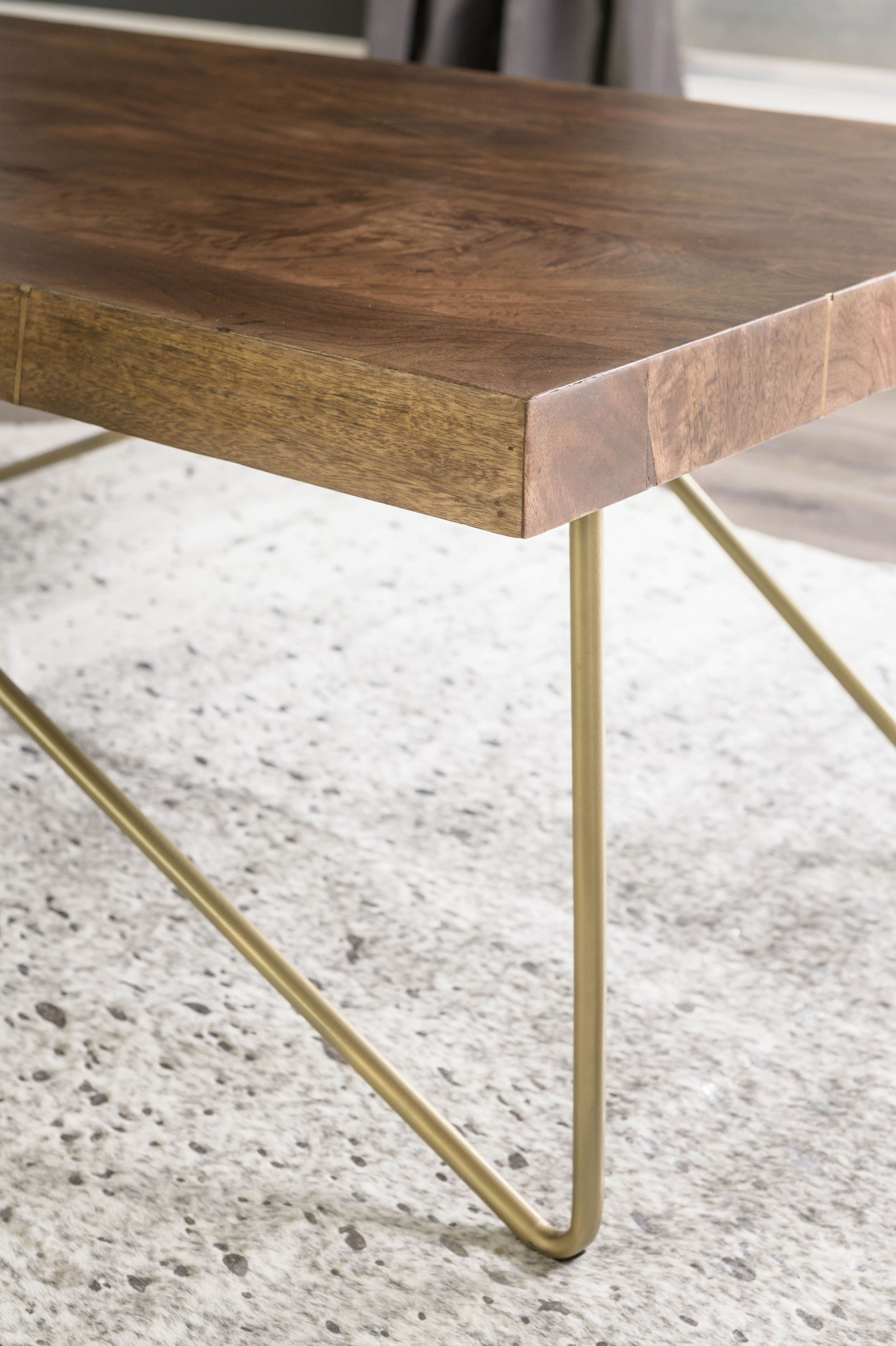 Walter Brass Inlay Cocktail Table Brown Brown Iron