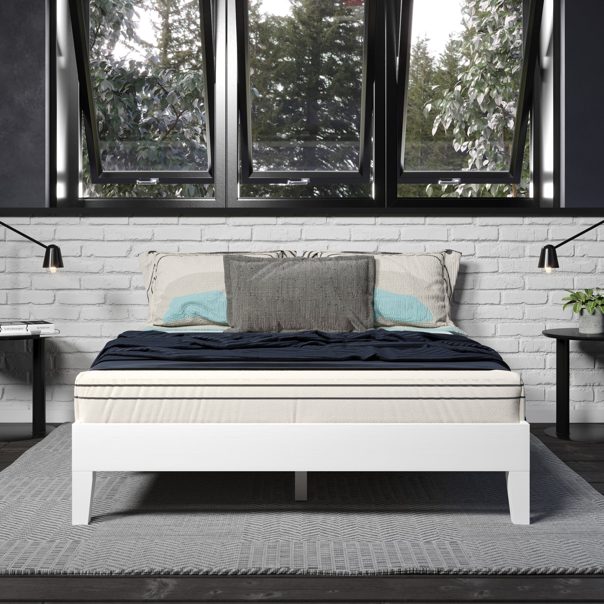Nix Full Platform Bed White Full White Wood