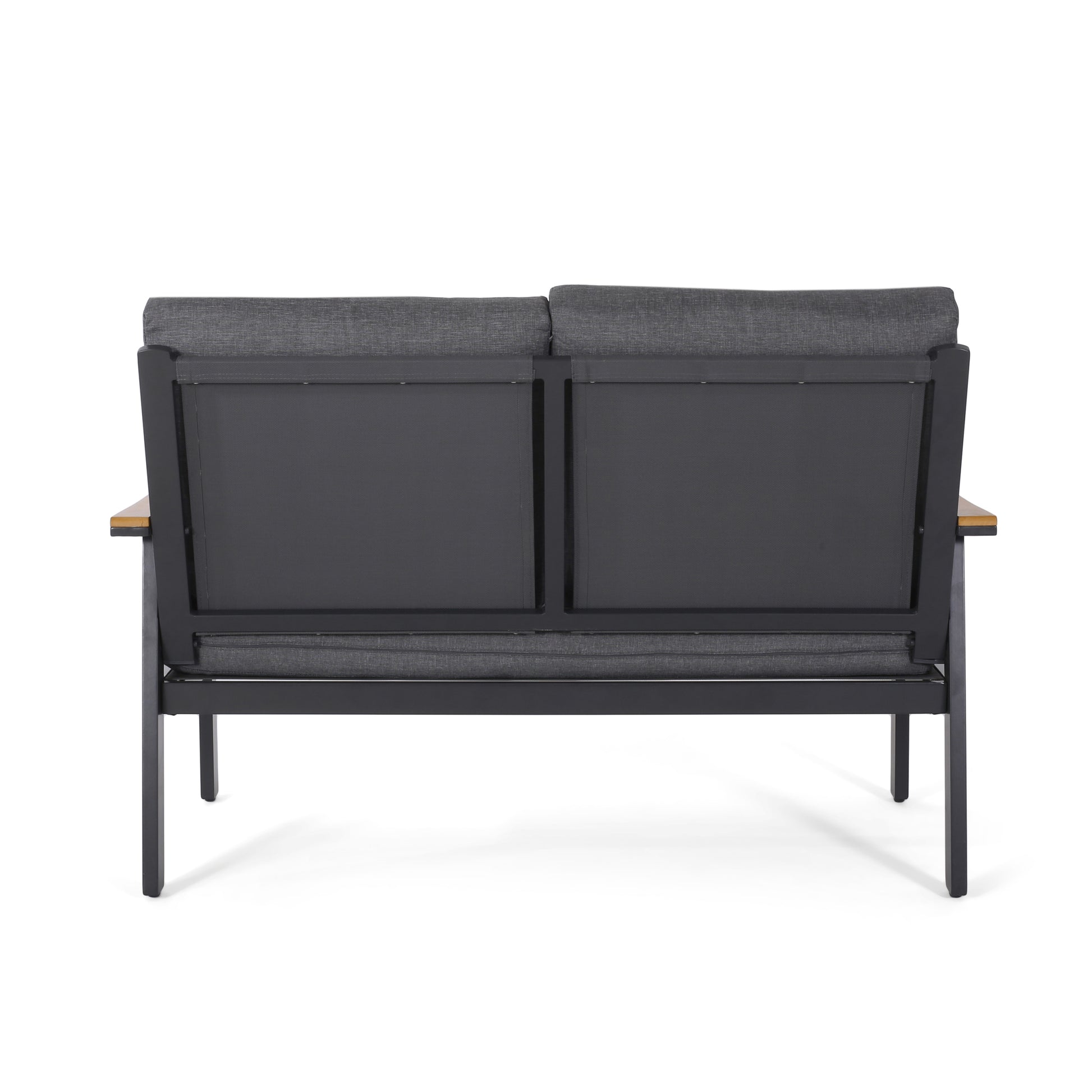 Sinclair 4Pc Chat Set Grey Metal Mesh Wood Fabric