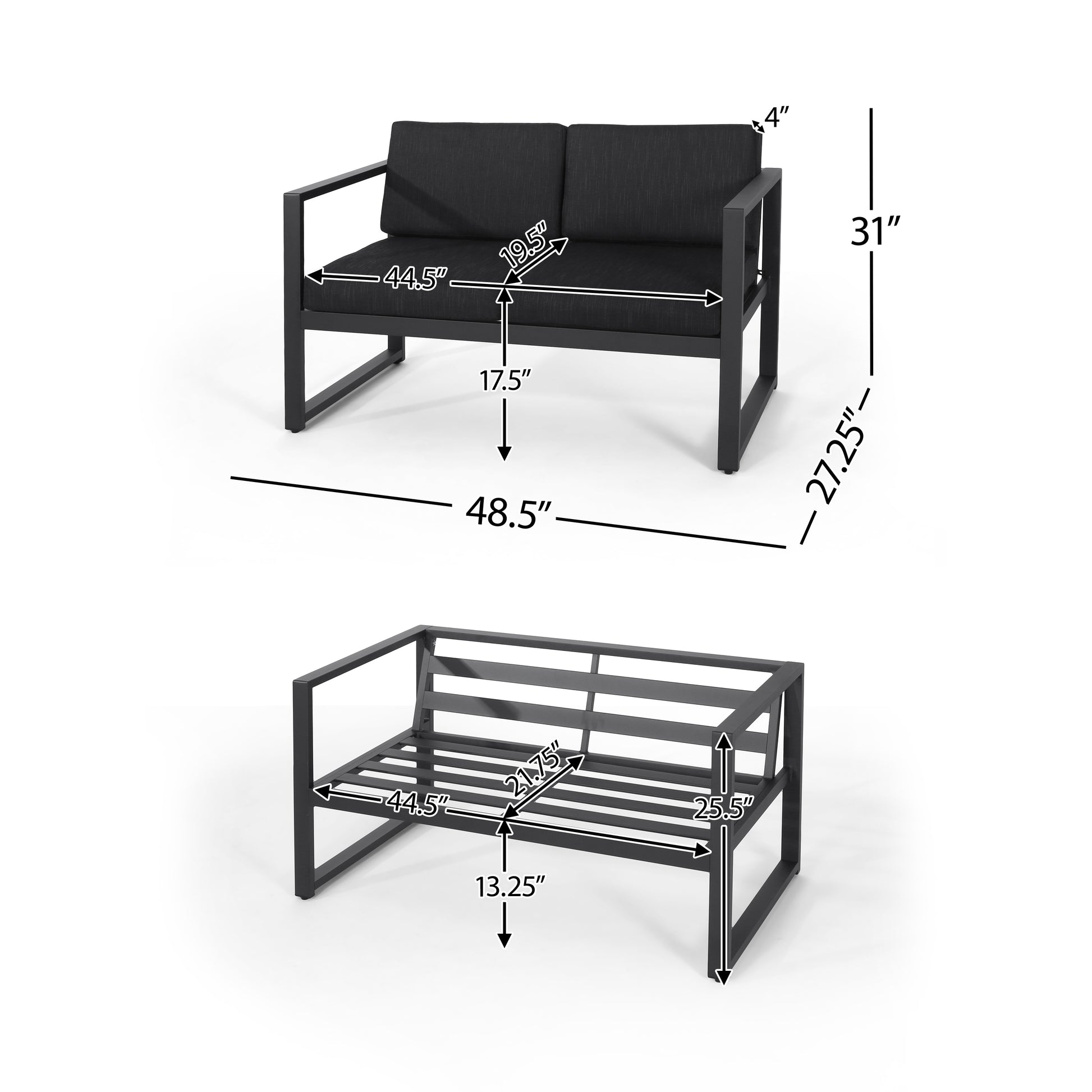 Navan 4 Pc Chat Set Dark Gray Aluminium