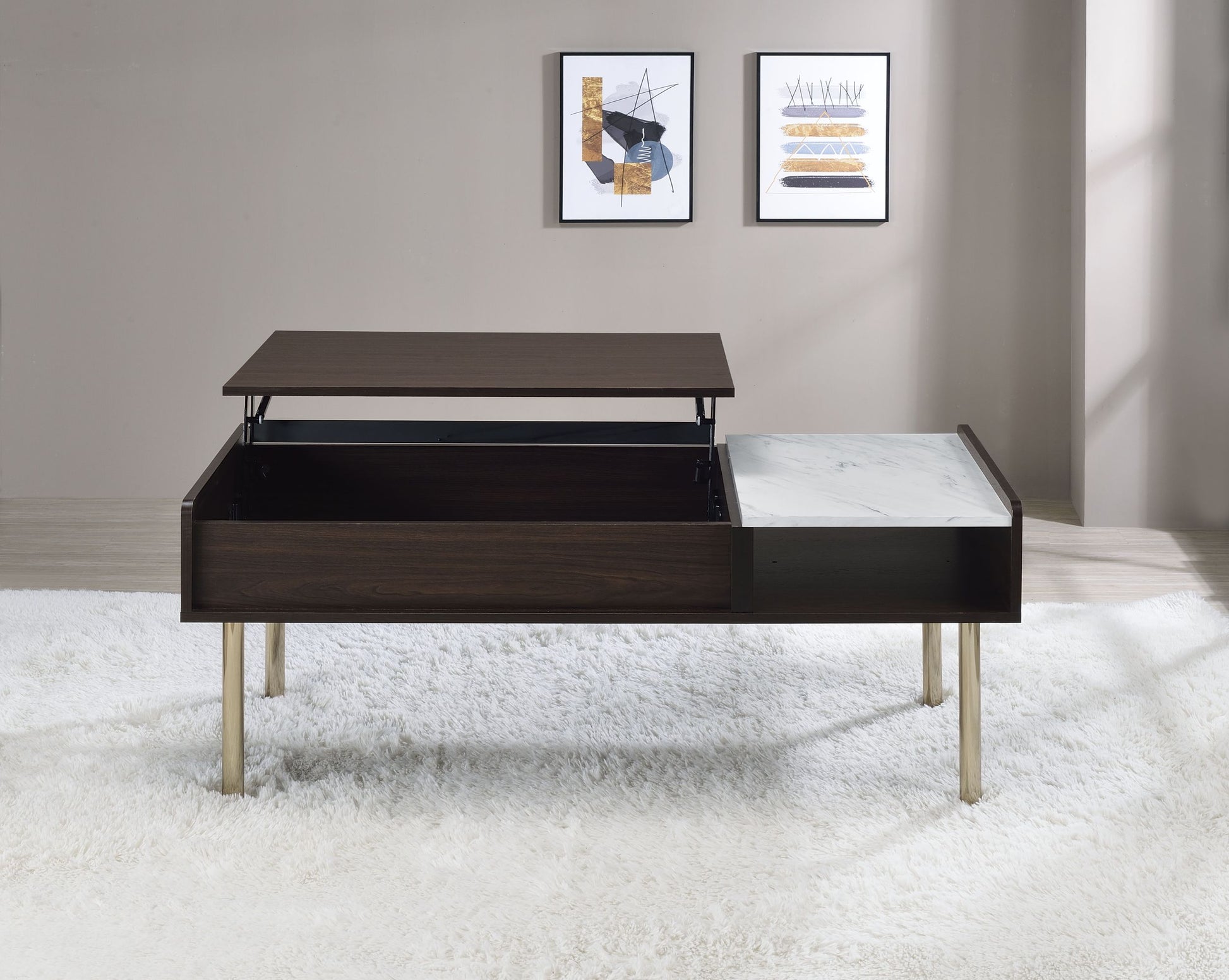 Carrie Lift Top Coffee Table Brown Brown Wood