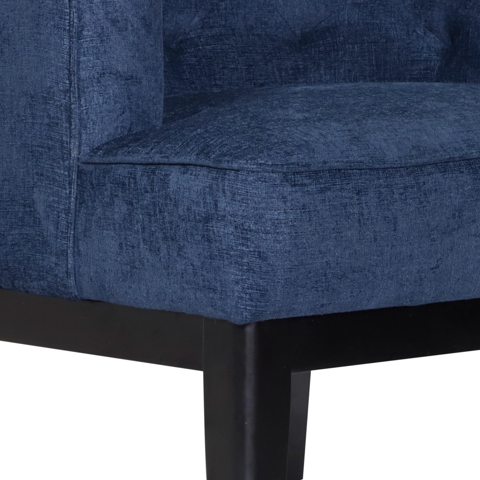 Accent Chair Navy Blue Wood Fabric