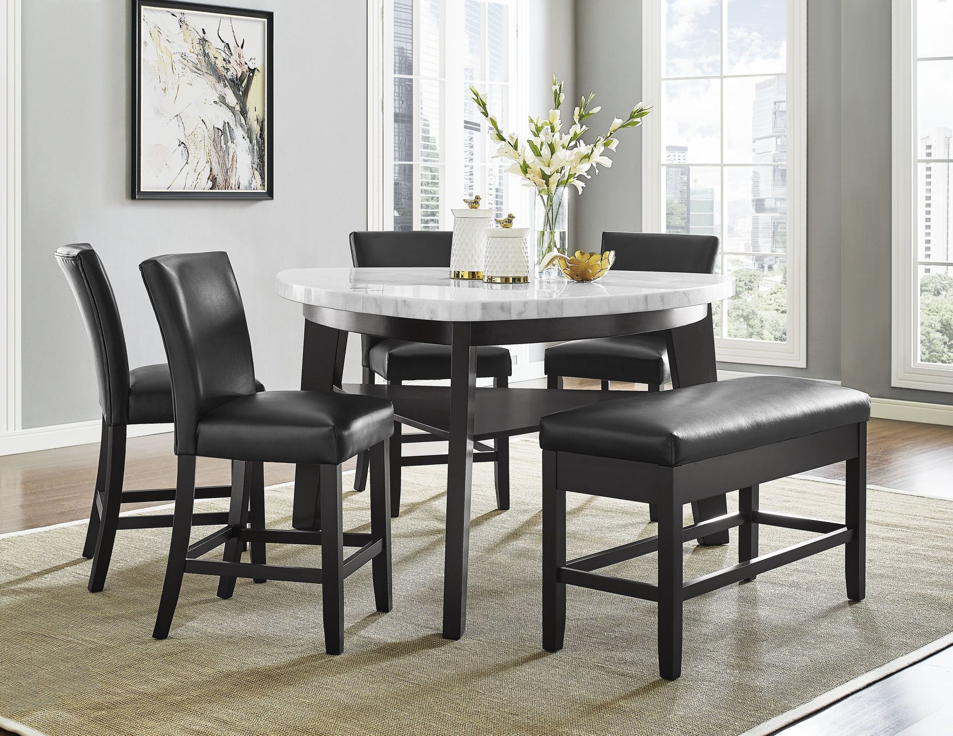 Carrara Counter Chair Set Of 2 Black Black Wood