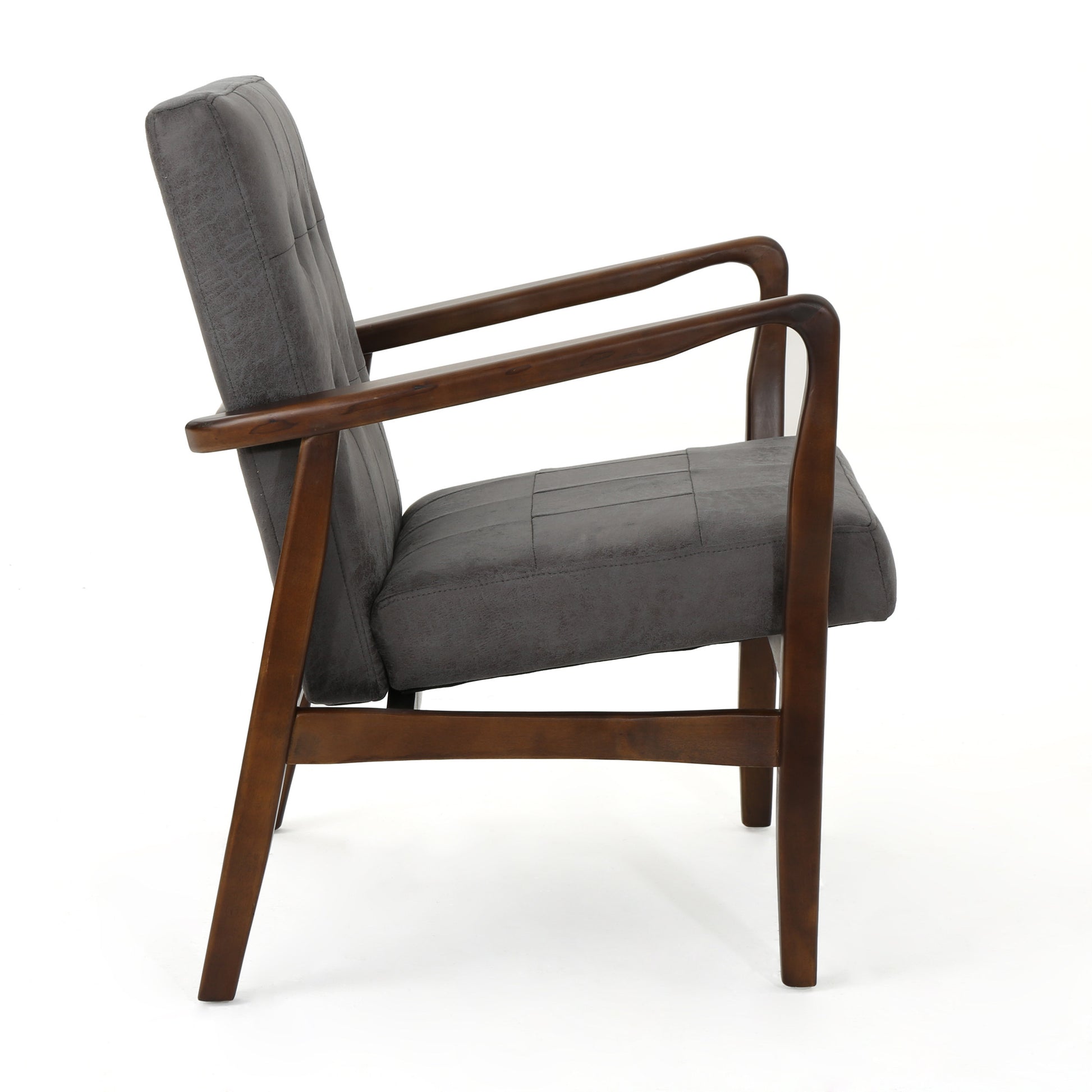 Club Chair, Mid Century Modern Microfiber Club Chair With Wood Frame Slate Microfiber