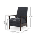 24.75'' Wide Wood Hand Manual Club Recliner Charcoal Fabric