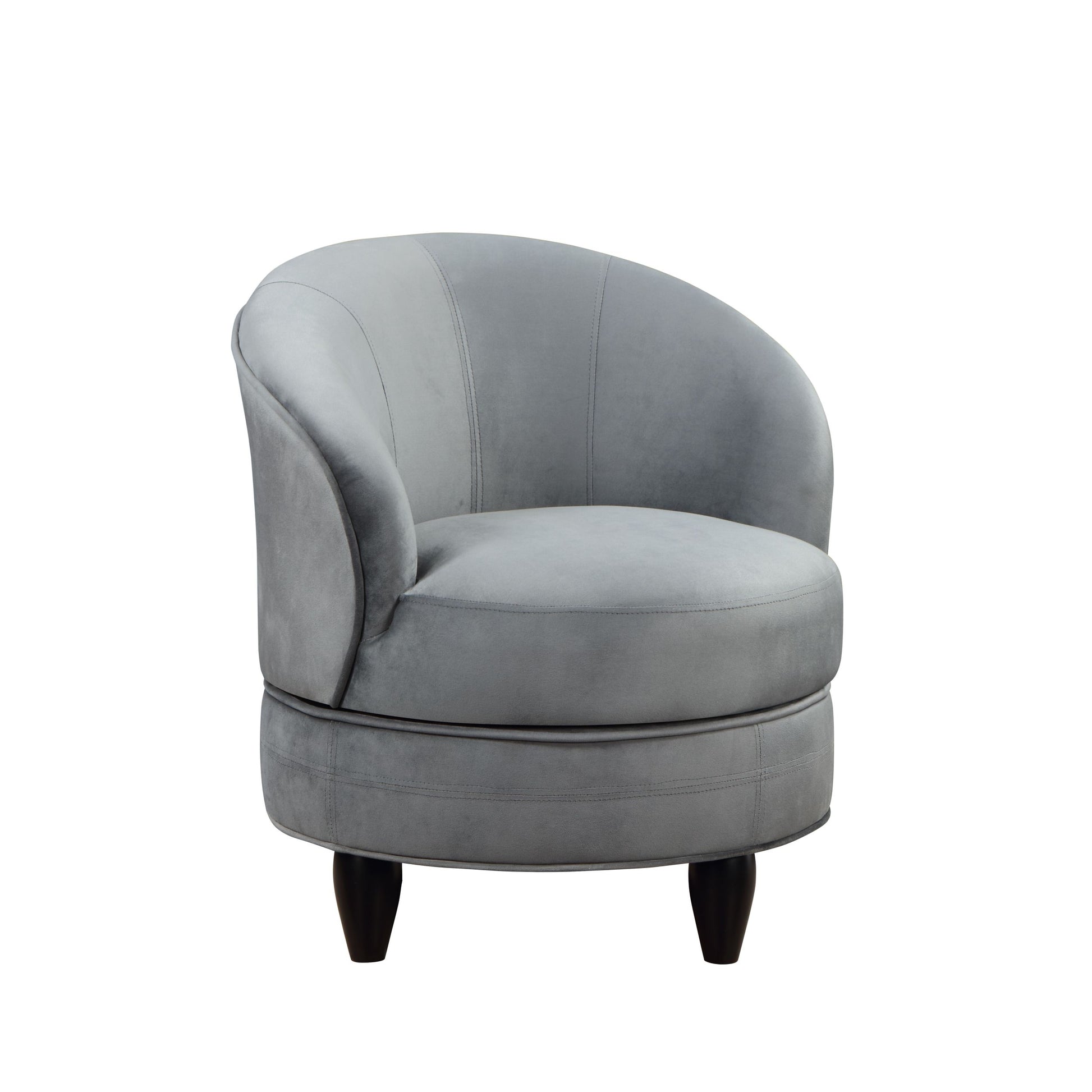 Sophia Swivel Chair Gray Velvet Gray Wood