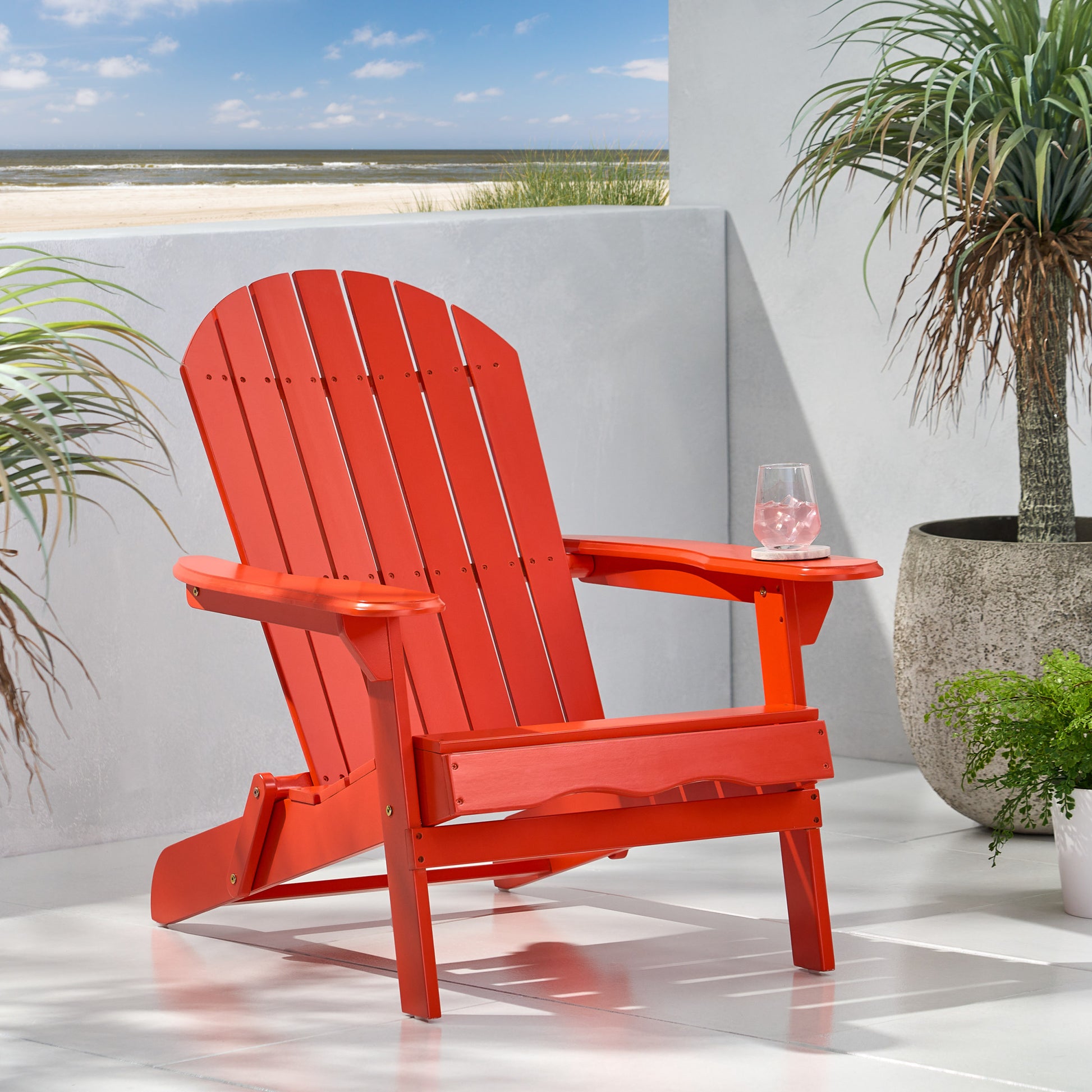 Malibu Adirondack Chair Red Acacia Wood