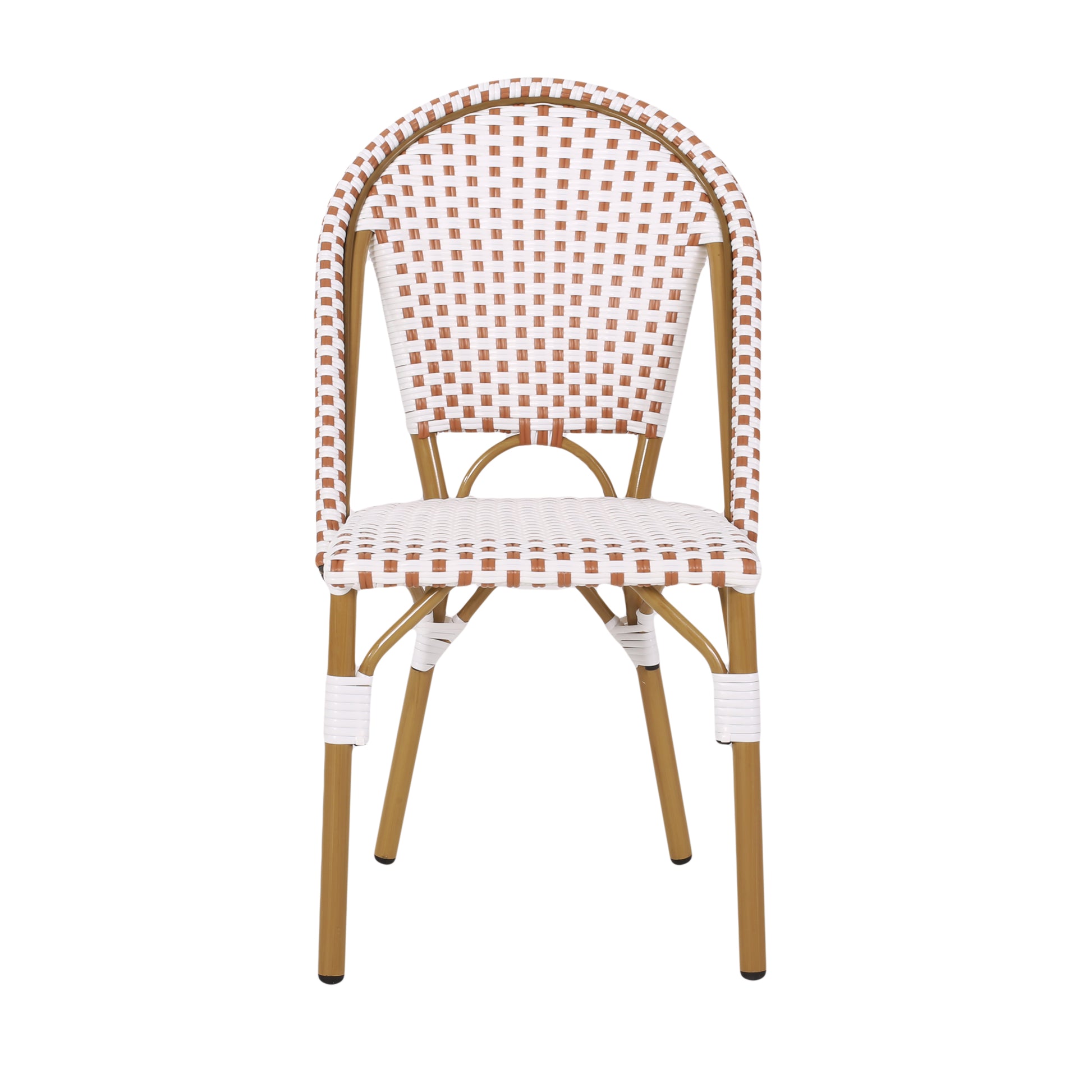 French Bistro Chair Brown White Rattan