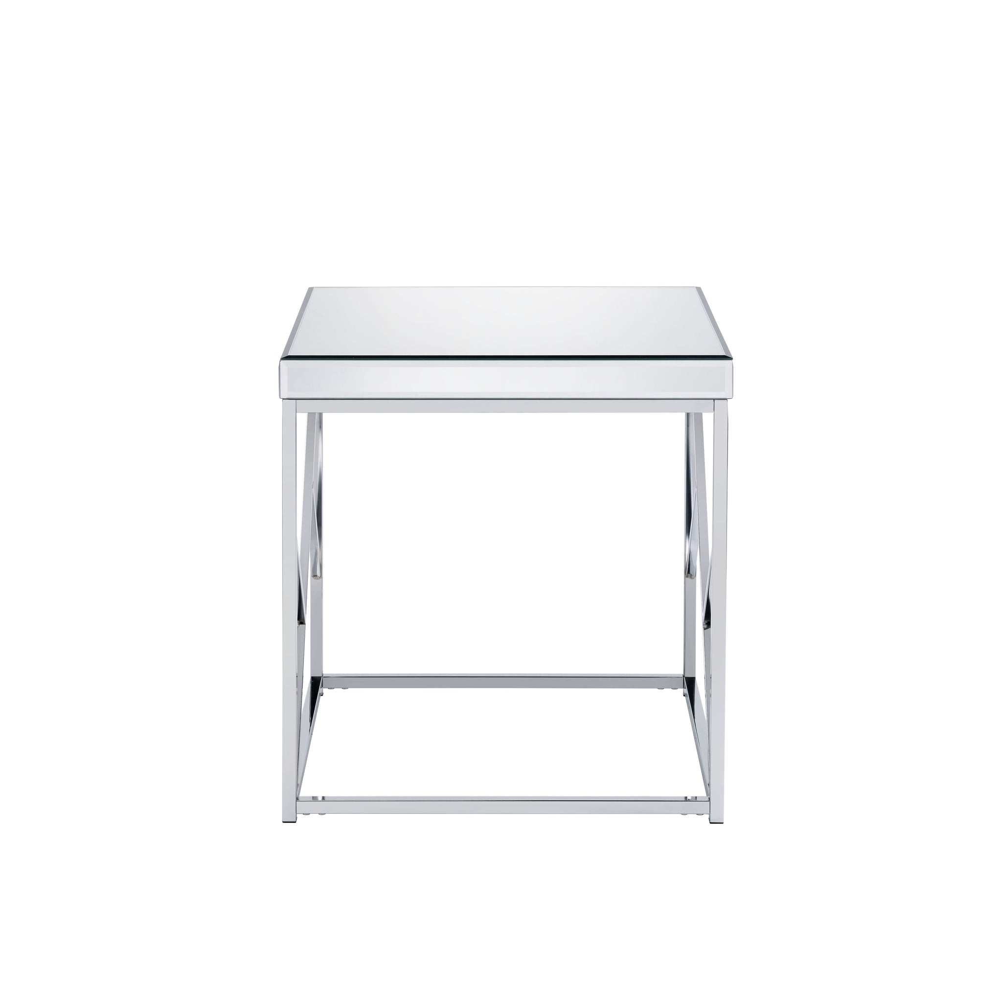 Evelyn Mirror Top End Table Silver Silver Iron
