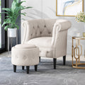 Chair Ottoman Beige Fabric
