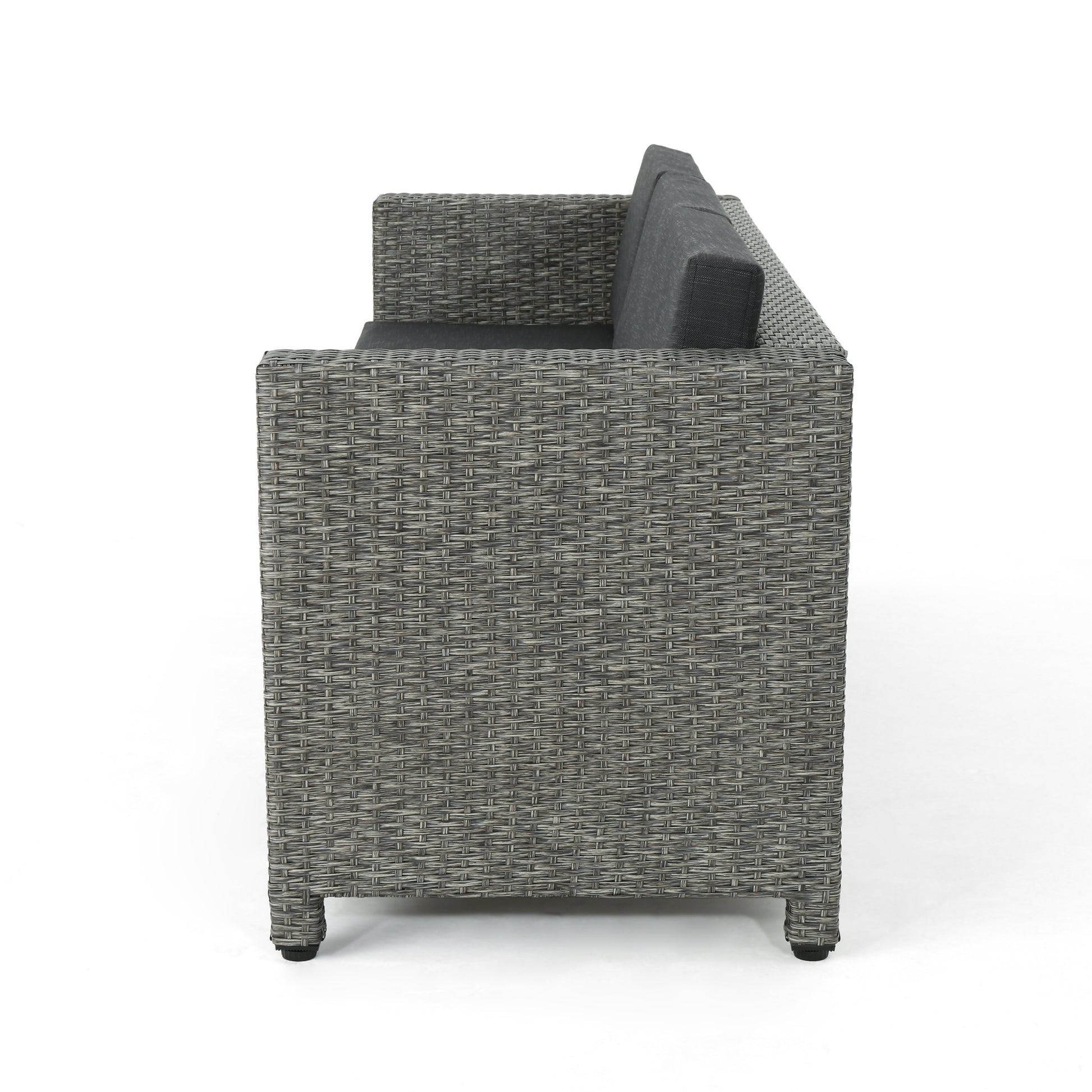 Puerta 3Seater Black Grey Pe Rattan Iron