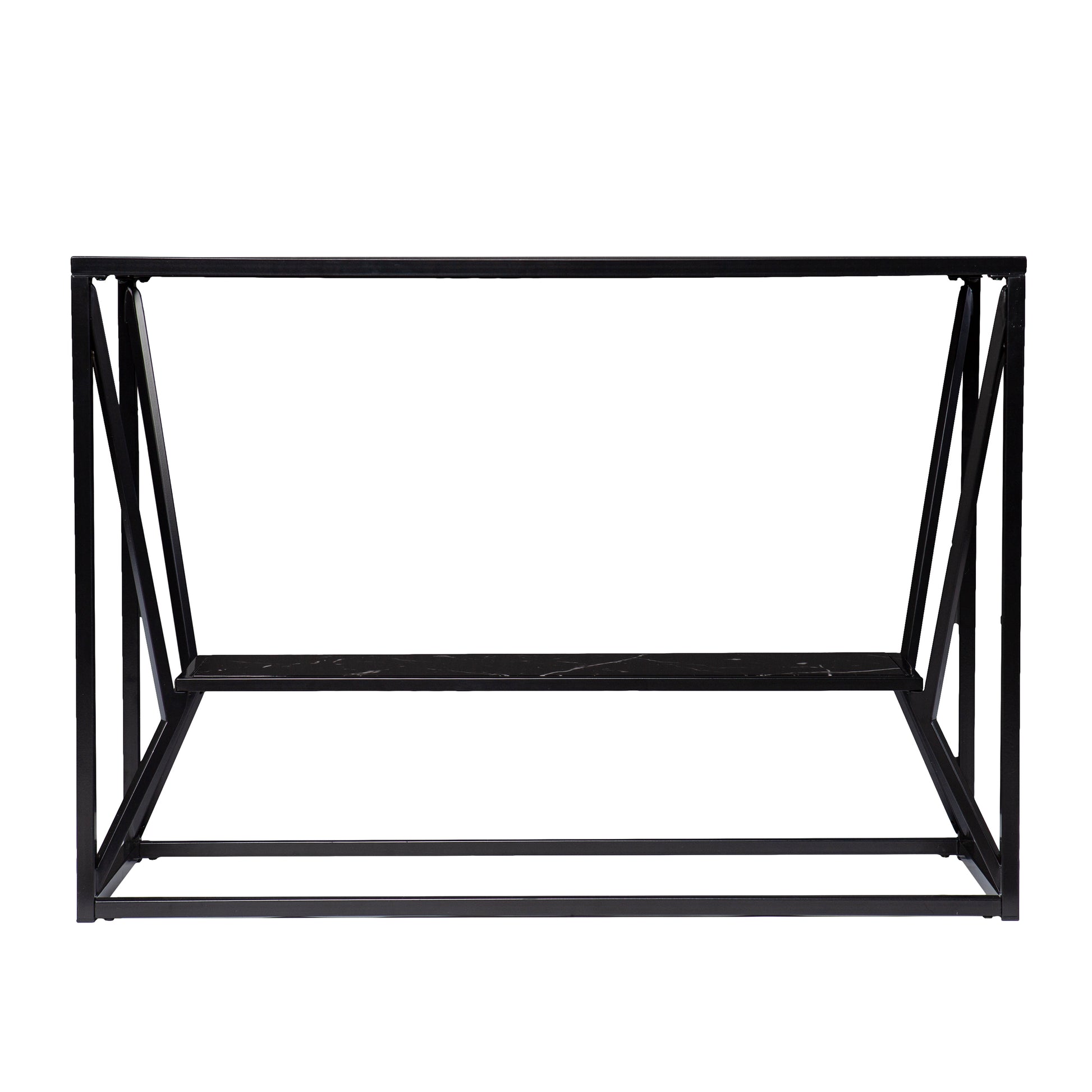 Argall Long Glass Top Console Table Black Iron