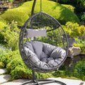 Kylie Hanging Basket Grey Only Basket ,Not Include A Hanging Stand Gray Rattan Waterproof Fabric Metal