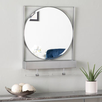 Anthrop Decorative Mirror W Storage Silver Iron