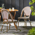 French Bistro Chair Brown White Rattan