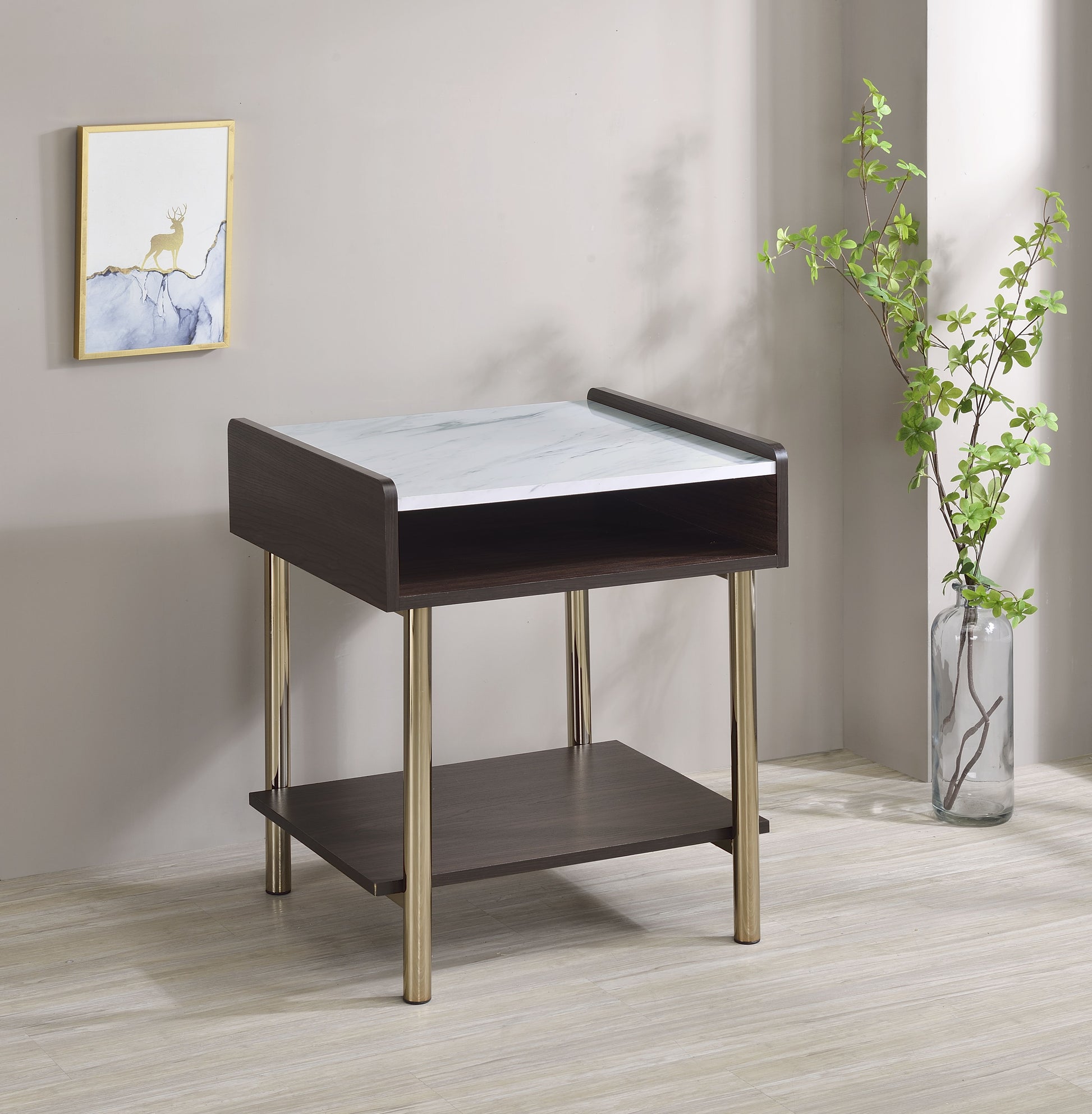 Carrie End Table Brown Brown Wood