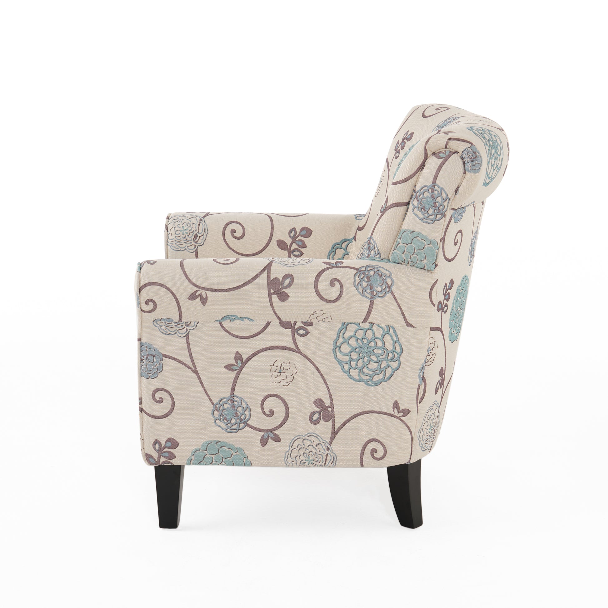 Jasmine Club Chair White Blue Fabric