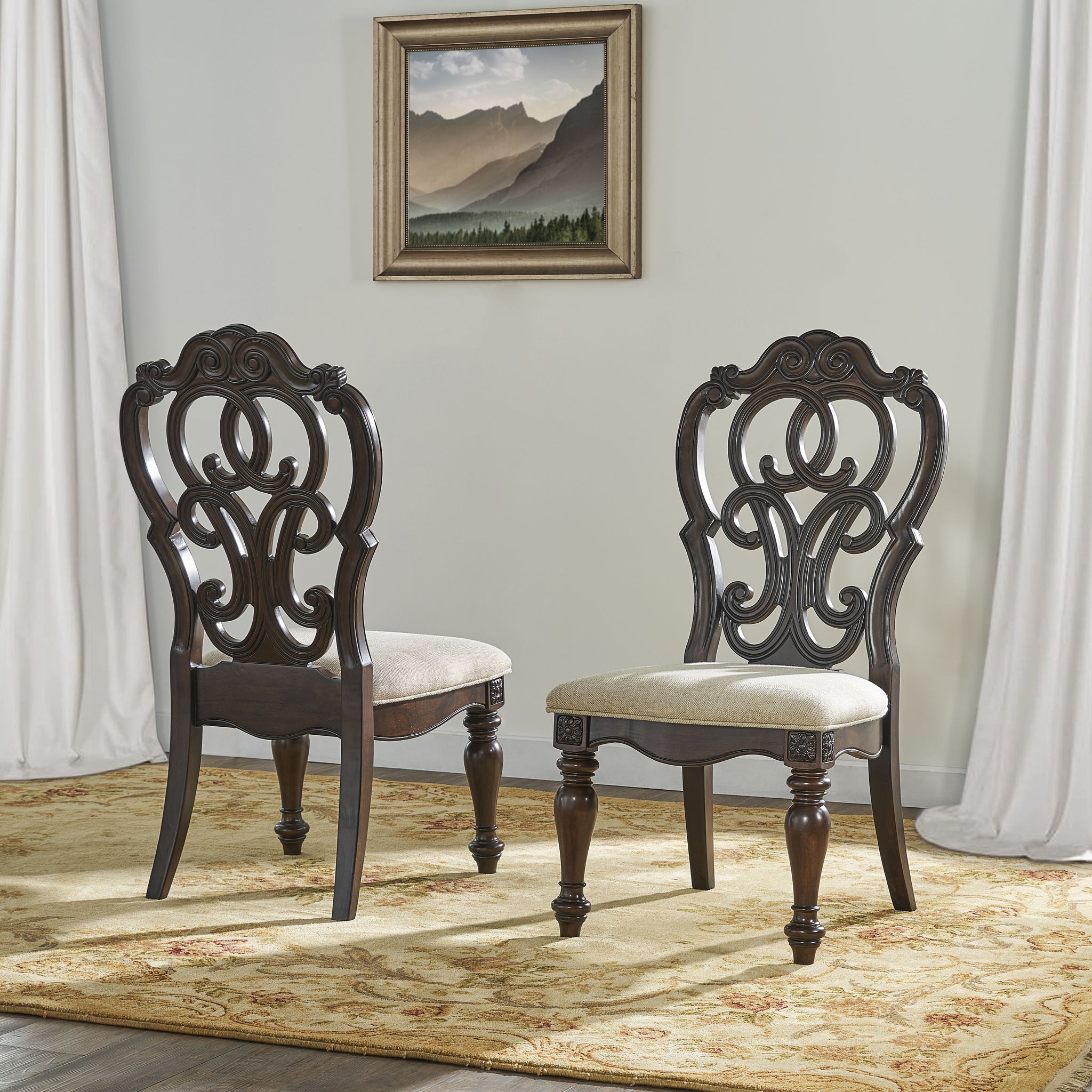 Royale Side Chair Set Of 2 Dark Brown Dark Brown Wood