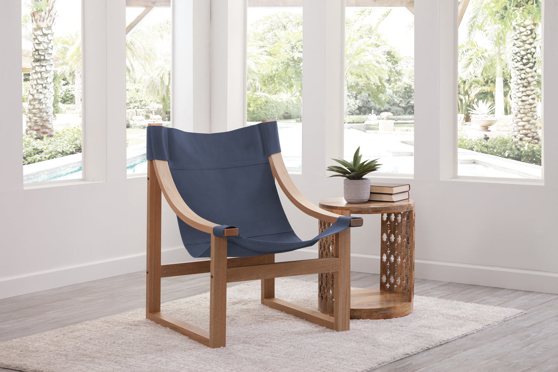 Lima Cobalt Leather Sling Blue Blue Wood