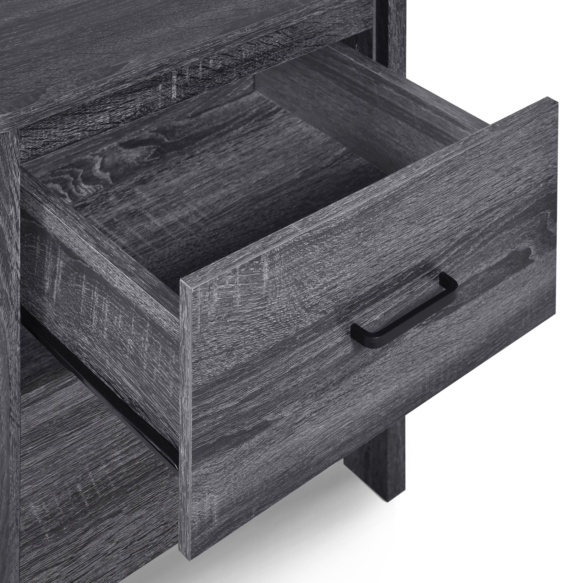 Toolless Assembly Nightstand Dark Grey Mdf