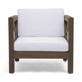 Brava Club Chair Grey White Wood Waterproof Fabric