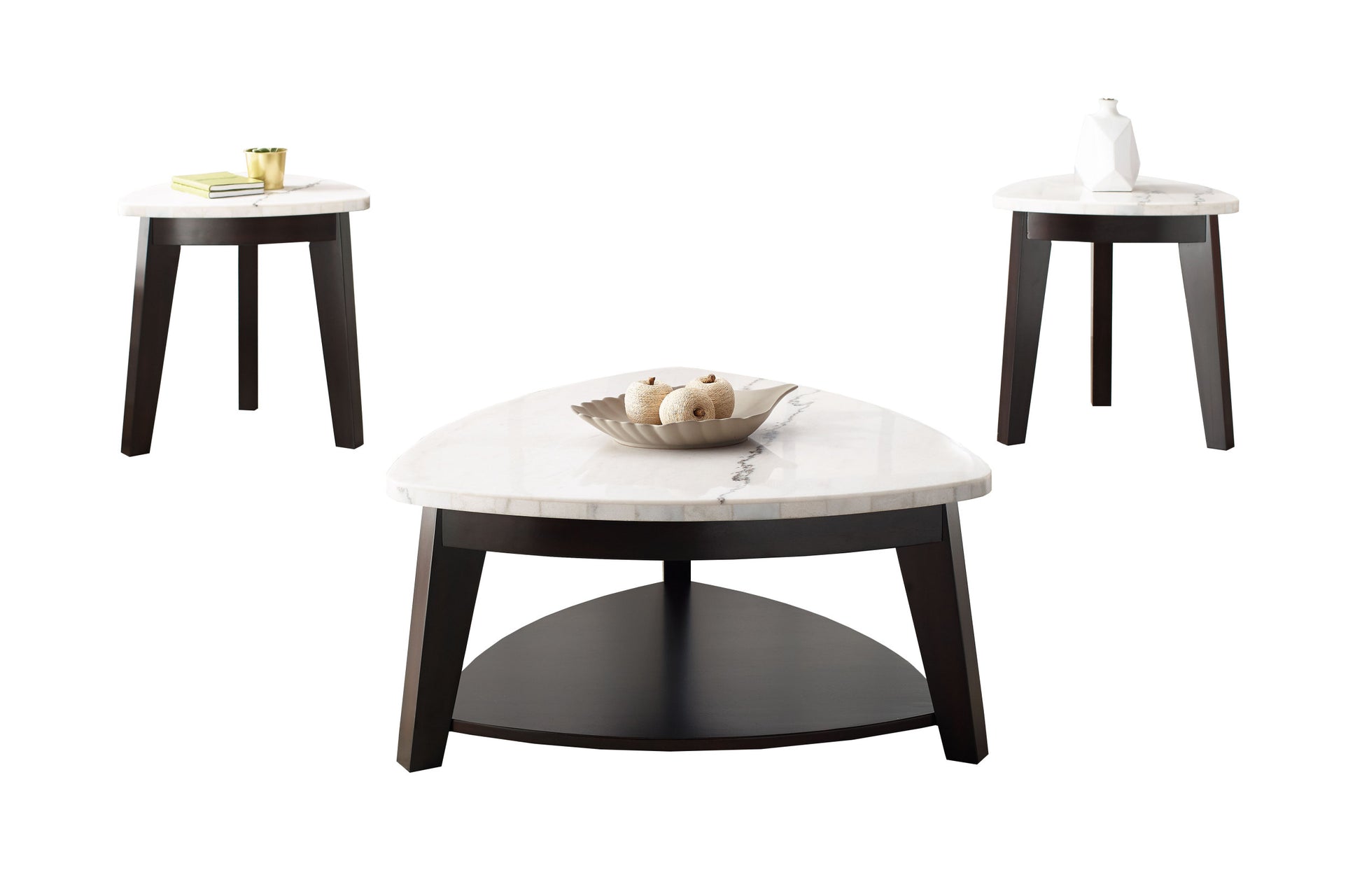 Francies 3 Piece Table Set White Marble White Marble