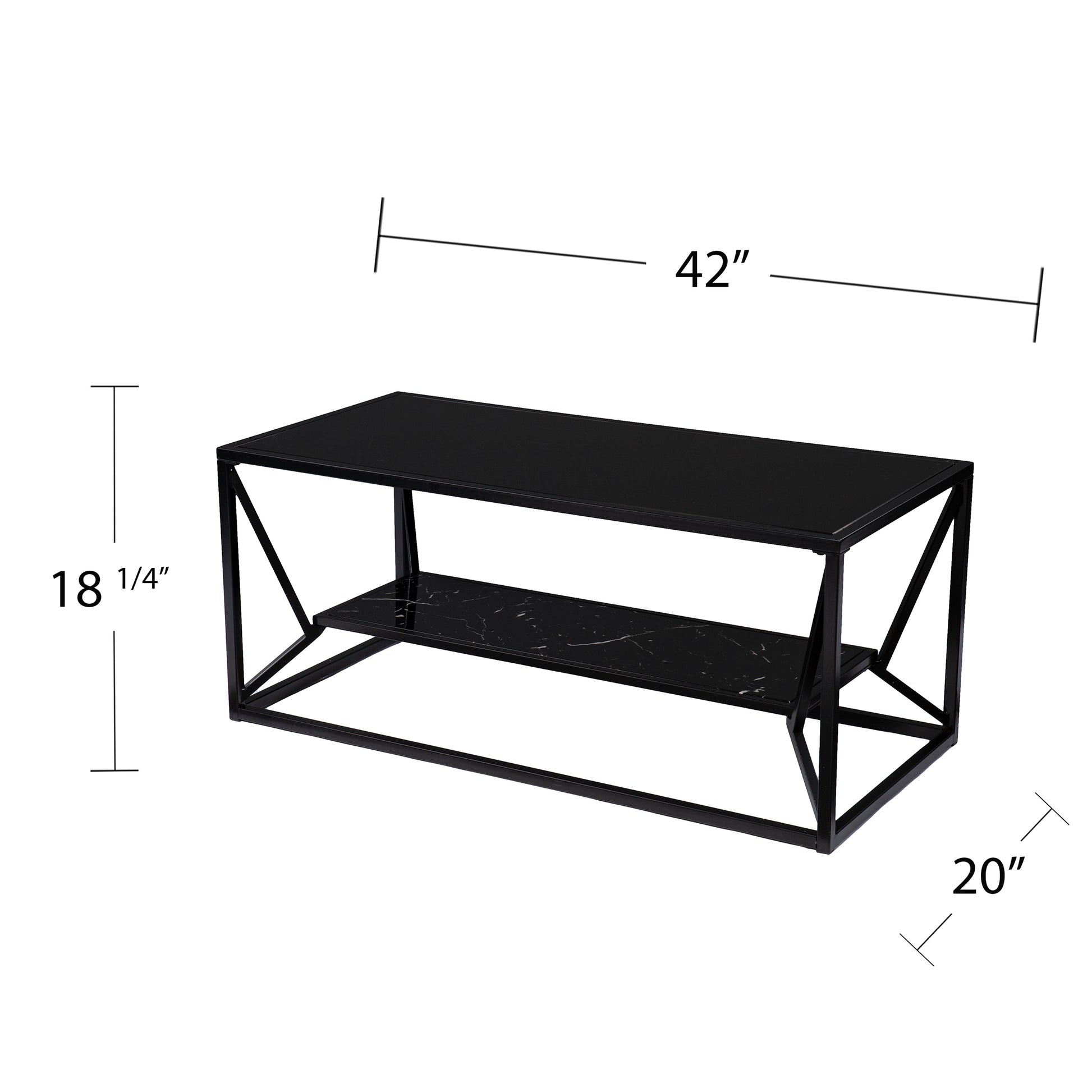 Argall Glass Top Cocktail Table W Storage Black Iron