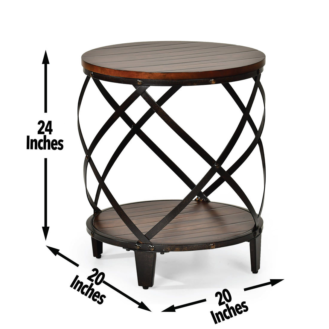 Winston Round End Table Brown Brown Iron