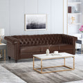 Sofa 3 Seater Dark Brown Pu 3 Seat