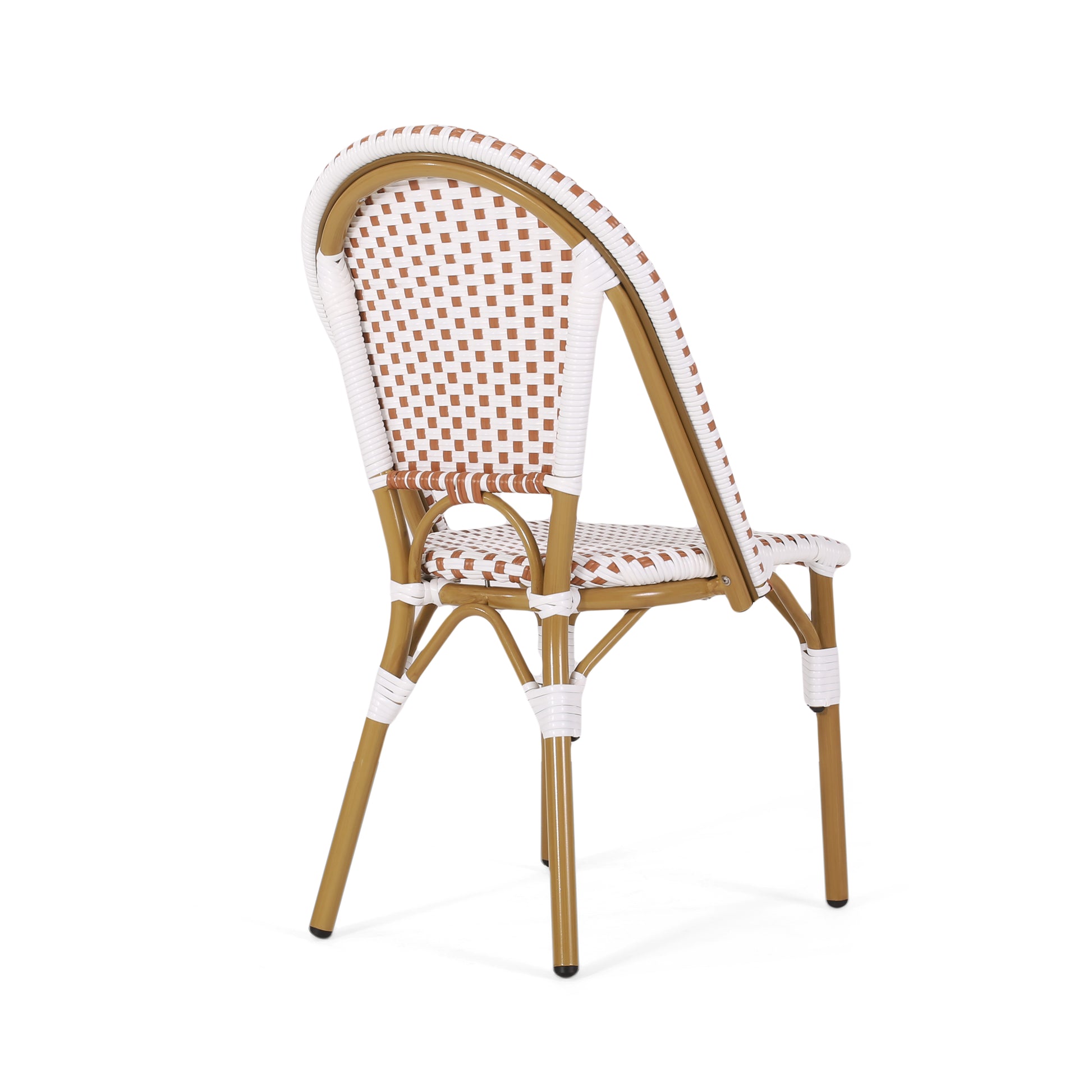 French Bistro Chair Brown White Rattan