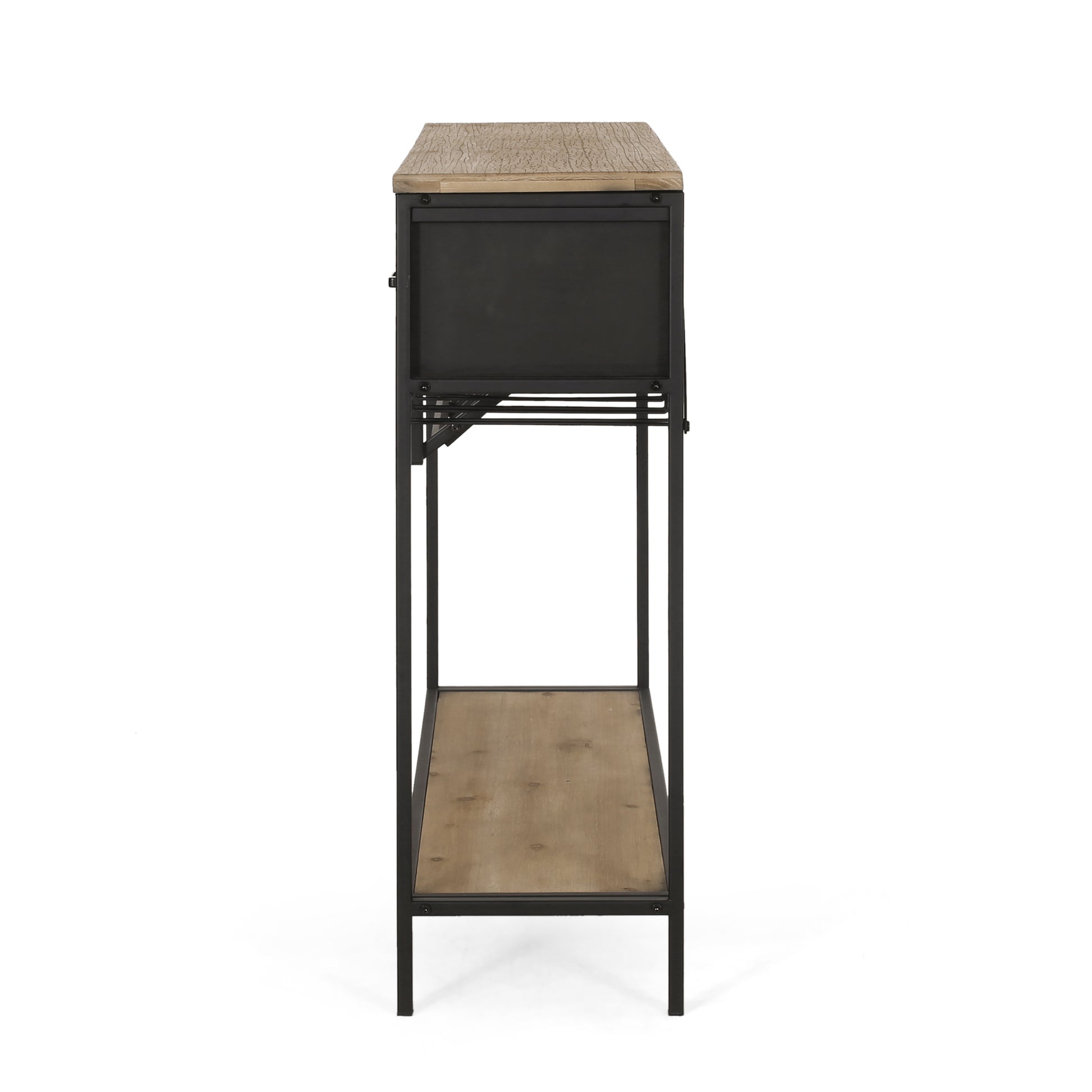 Wine Rack Black Natural Mdf Metal